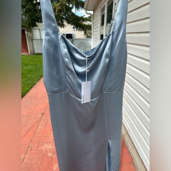 Use 10 Reformation Blue silk square neck dress - Picture 4 of 10